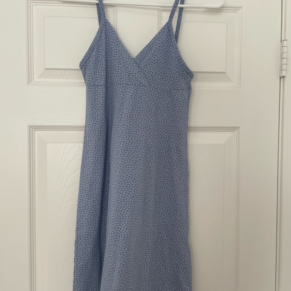 blue women's sun dress, size one size, brand brandy melville (BARELY WORN)